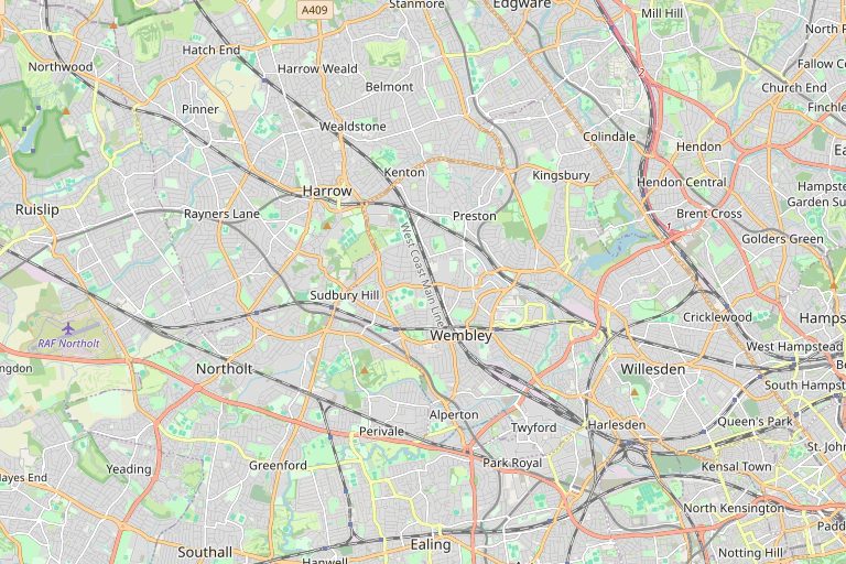 Map of Harrow and the surrounding area